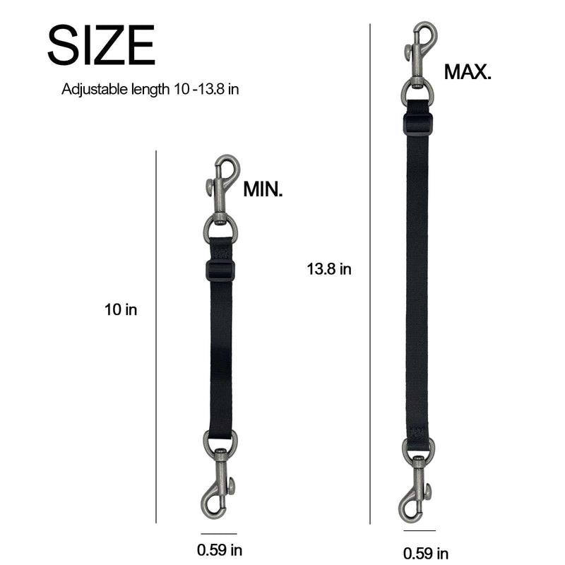 Dog Collar Safety Clip, Prong Collar Backup Clips with Dual Clasps,Double Ended Backup Clasp,Harness Collar Connectors (BLK, 10~13.8") DK0971-BLK-UP-L - PawsPlanet Australia
