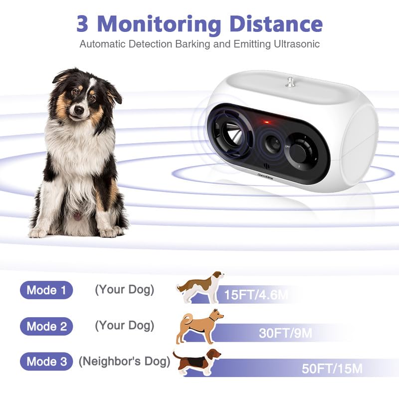 Dog Barking Control Devices, 50FT Automatic Anti Barking Device for Neighbor's Dogs, 3 Levels Waterproof Anti-Bark Control Deterrents Devices, Rechargeable Stop Dog Barking Tool for Puppy Large Dogs - PawsPlanet Australia