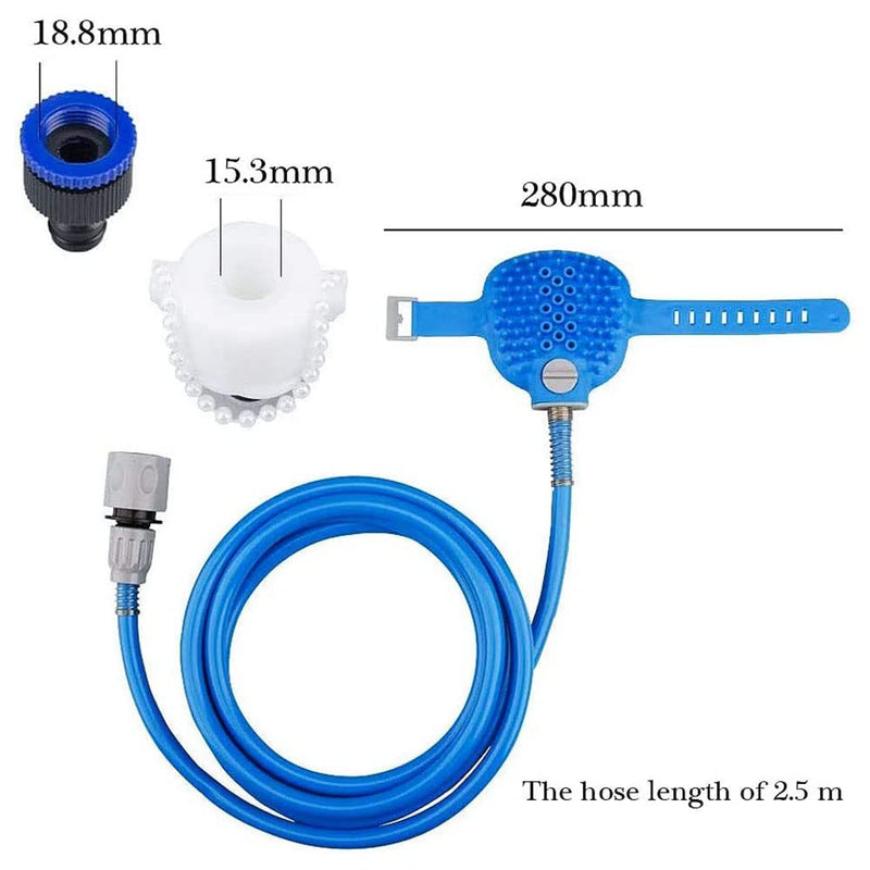 Pet Shower Sprayer Bath Massage Brush,Dog Shower Sprayer Attachment Set Dog Wash with Hose and Shower Attachment Dog Shower Sprayer,for Pet Bathing Washing Outdoor Indoor(2.5 m,Blue) - PawsPlanet Australia