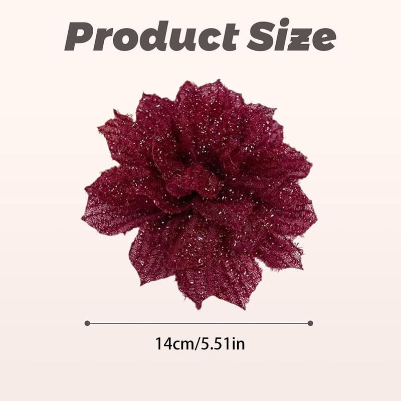 Large Rose Flower Hair Claws - Big Mesh Floral Plastic Hair Clips for Women, Barrettes & Updo Holders for Chignon and Bun Hairstyles (Black & red)