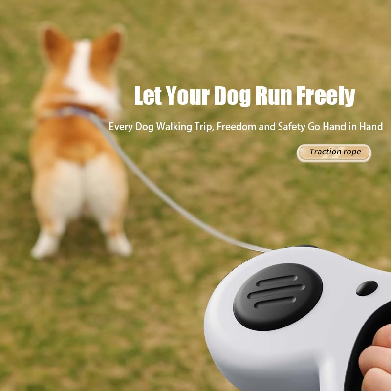 Retractable Dog Leash, 16 ft Dog Leash for Pets up to 44 lbs, Durable ABS and Aluminum Alloy Clip, Includes 4 Rolls of Poop Bags and Bag Holder, Red and White - PawsPlanet Australia