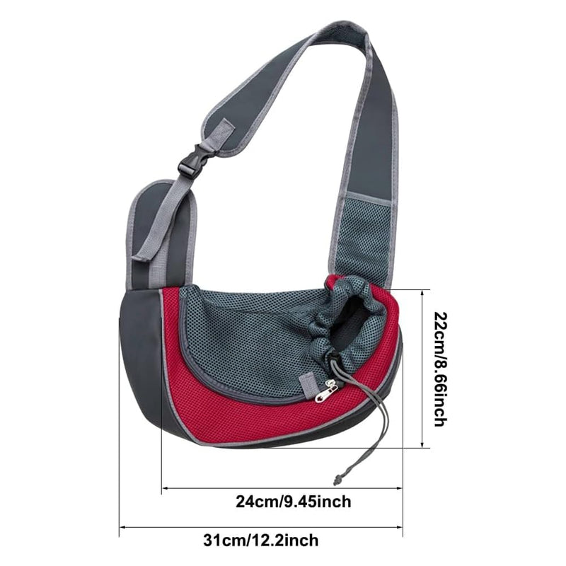 Dog Carrier Sling Front with Adjustable Strap Outdoor Travel Shoulder Pet Bag(Red) - PawsPlanet Australia