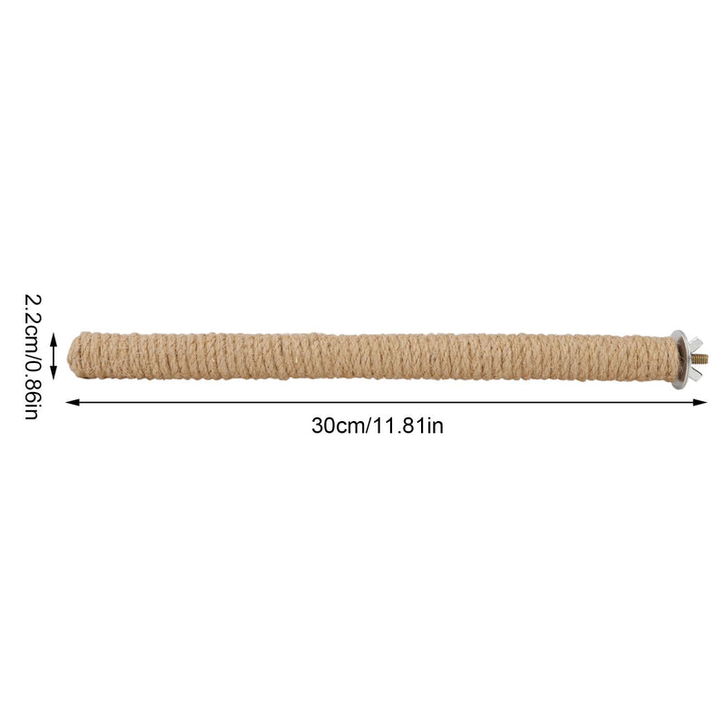 Hypeety Bird Perch Stand Natural Wood Parrot Hemp Rope Perch Birdcage Accessories Perch Standing Toy for Bird Parrot Macaw Cockatoo African Greys Budgies Parakeet 2Pcs (30cm/11.81in) 30cm/11.81in