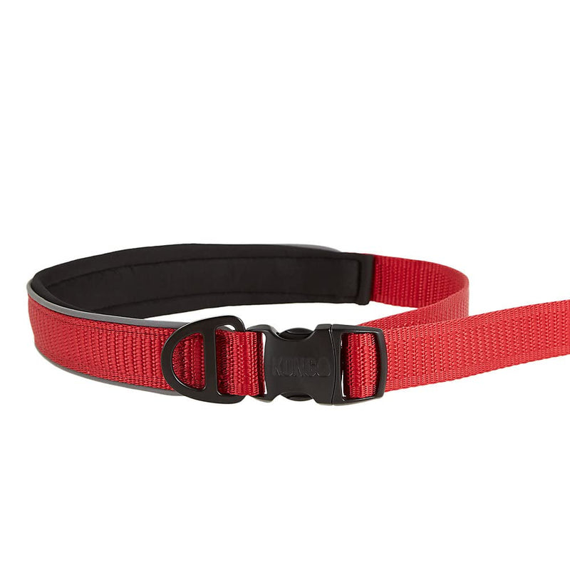 KONG Reflective Shock Absorbing Hands-Free Bungee Dog Leash 6' (Red) Red