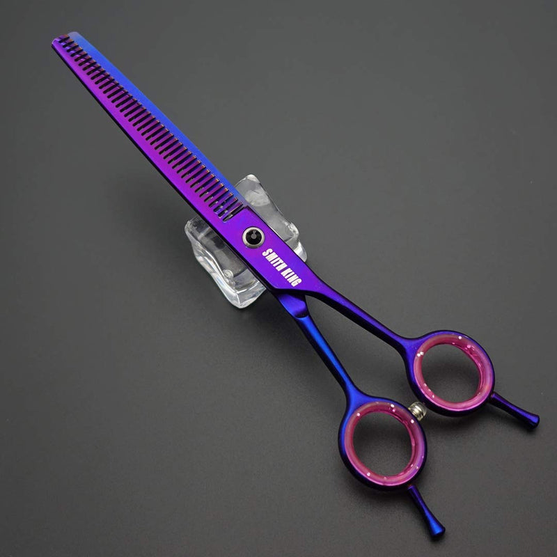 7.0 inches Professional Dog Grooming Scissors Set Straight & thinning & Curved & chunkers & comb 5pcs in 1 Set for left-handed & right handed Right-handed Purple - PawsPlanet Australia