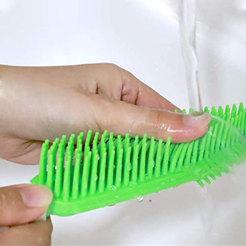2 Pack Pet Hair Remover Rubber Portable Fluff Cleaner for Carpet Clothes Furniture Sofa Leather Car Seat Also Used as Dog Cat Bath Brush with Massage Effect (Green + Blue) - PawsPlanet Australia