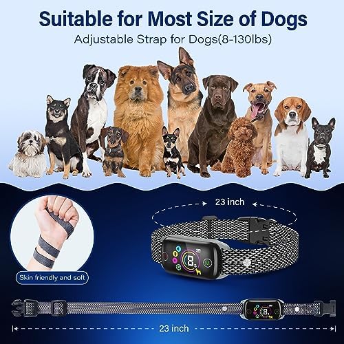 2024New Dog Bark Collar, Coolait Bark Collar for Large Medium Dogs,Rechargeable Anti Bark Collars Smart Shock Barking Collar with 8 Adjustable Sensitivity & 4 Stopping Barking Training Modes 2 Pack BLACK - PawsPlanet Australia
