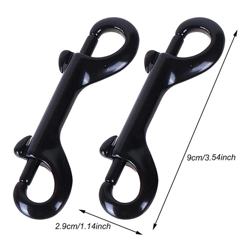 2 Pcs Double Ended Bolt Snap Hooks Zinc Alloy Trigger Chain Clips Heavy Duty Metal Spring Hook for Pet Dog Leash Collar Leash Horse Tack - Black - PawsPlanet Australia