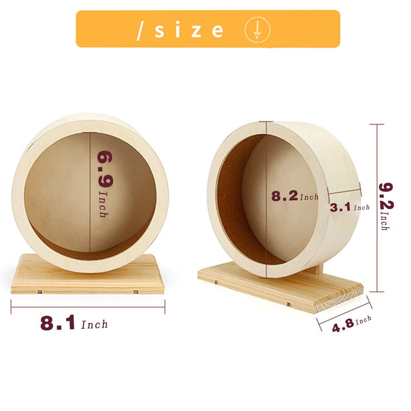 Hamster Wooden Silent Wheel, Small Animal Exercise Wheel Accessories, Quiet Spinner Hamster Running Wheels Toys for Hamsters,Guinea Pig, Gerbils, Mice and Other Small Pets,8.2' Medium Size - PawsPlanet Australia