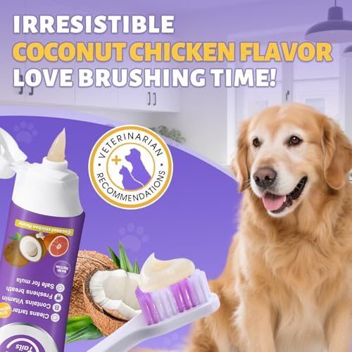 Premium Dog Oral Care Kit + Dog Toothbrush – Newly Upgraded Dual-Head Design