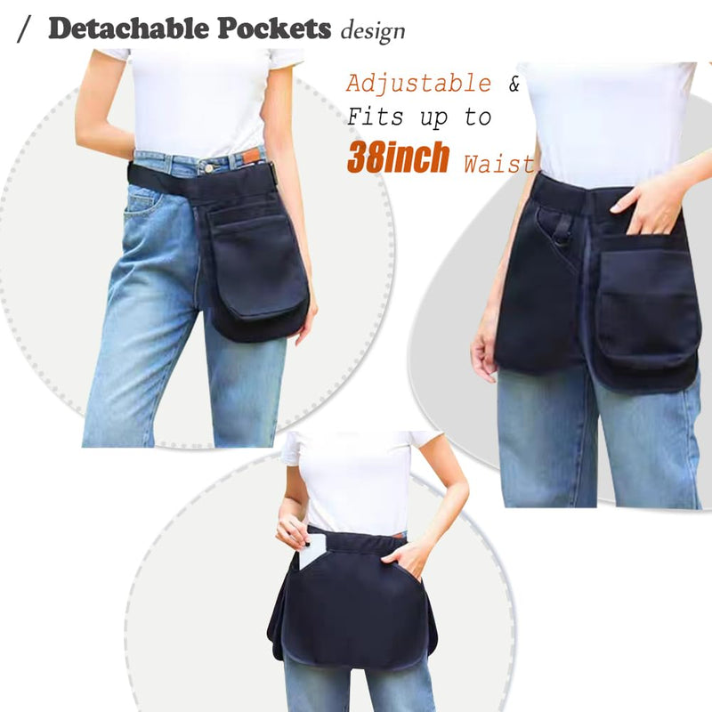 Dog Trainer Treat Pouch with Detachable Pockets, Hand Free Waist Belt Clip, Dog Handler Training Tools Storage Waist Pockets for Men and Women, also Used to Gardening Work, Hairstylist (Black) Black - PawsPlanet Australia