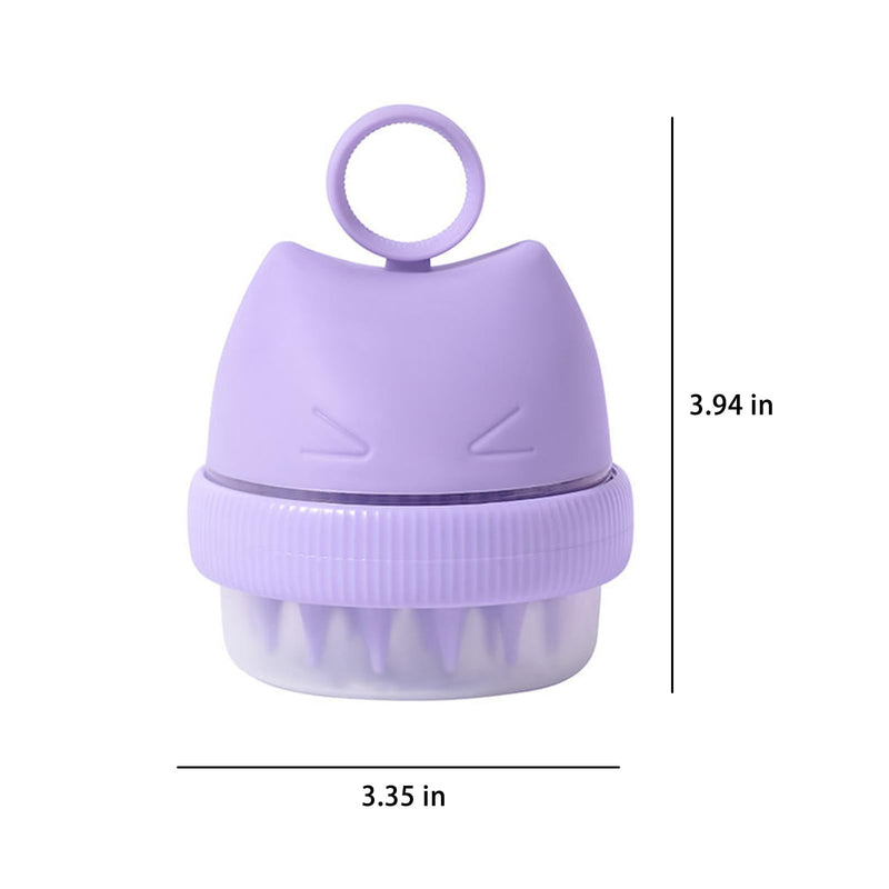 Silicone Cat Bath Brush – Pet Bathing Tool with Integrated Shampoo Dispenser, Soft Massage Brush for Cats & Small Pets, Hygienic and Durable Grooming Solution (Purple) Purple - PawsPlanet Australia