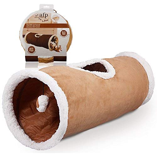 ALL FOR PAWS Collapsible Cat Tunnel Crinkle Cat Toys Play Tunnel Tube Lambswool - PawsPlanet Australia