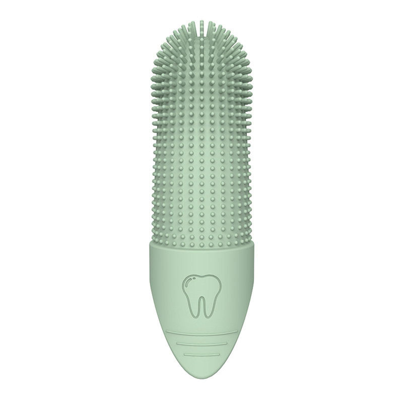 Pet finger toothbrush, massage tool, grooming aid, suitable for small pets, dogs and other pets, cream-colored dental cleaning tool