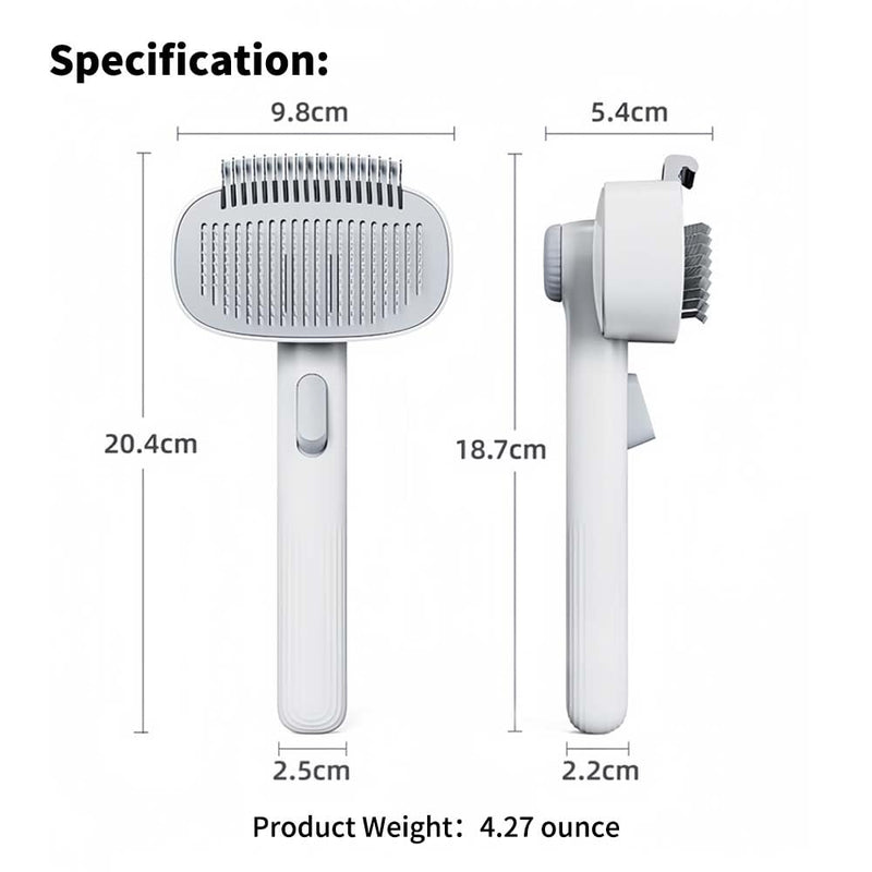 Marchul 2-in-1 Cat Grooming Brush, Cat Brushes with Release Button & Deshedding Dematting Rake, Grooming Comb Tool for for Long or Short Haired Pets, Reduce Shedding, Remove Knots and Massage, White - PawsPlanet Australia