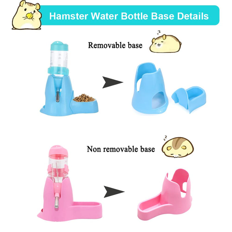 Litewoo Hamster Water Bottle with Food Container Base Hut No Drip Drinking Dispenser for Dwarf Hamster Rats Mouse Gerbil Mice（Pink 80ML） Pink - PawsPlanet Australia