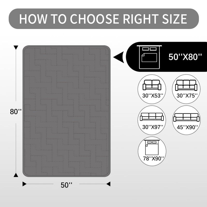 fuguitex Waterproof Dog Bed Cover Couch Cover for Pet Anti-Slip Cat Mat Pet Pad Blanket for Sofa Chair Recliner Bed Furniture Protrctor Dark Grey 50x80 Inch (Pack of 1) - PawsPlanet Australia