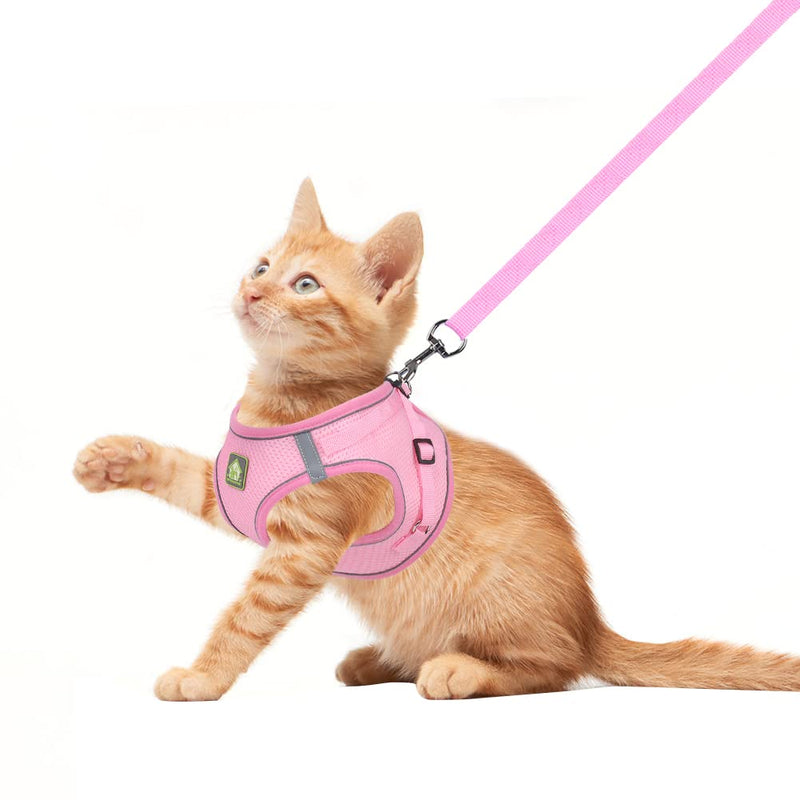 FEimaX Dog Harness and Leash Set, No Pull Breathable Soft Mesh Puppy Vest Harness Reflective Adjustable Pet Harnesses for Small Medium Dogs and Cats - Outdoor Easy Control for Walking Pink XS (Chest 10.2-11.4'') - PawsPlanet Australia