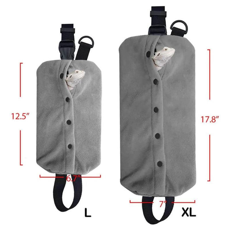 Bearded Dragon Carrier - Adjustable Soft Bearded Dragon Travel Sling Reptile Carrier Chest Bag for Lizard Snake Hedgehog Gecko Small Animals Outdoor Walking Accessories (XL,Grey) XL Grey - PawsPlanet Australia