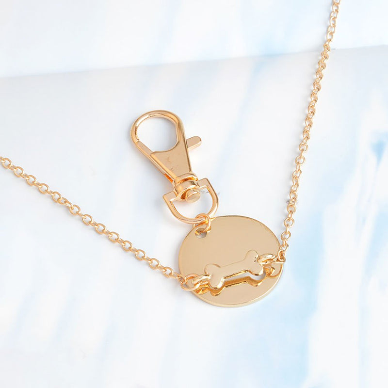 Meiligo® Fashion 2 Pcs Best Friends Friendship Gold Silver Dog Bone Charm Tag Necklace Key Chain Owner and Dog Jewelry Matching Pet Collar Key Chain Pendant Gold(2pcs) - PawsPlanet Australia