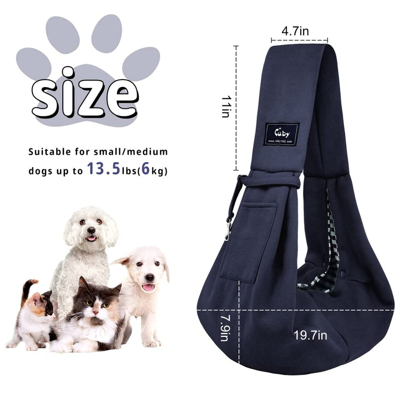 CUBY Dog and Cat Sling Carrier - Hands Free Reversible Pet Papoose Bag - Soft Pouch and Tote Design - Suitable for Puppy, Small Dogs Cats Outdoor Classic Blue Classic Pocket & Non-Adjust - PawsPlanet Australia