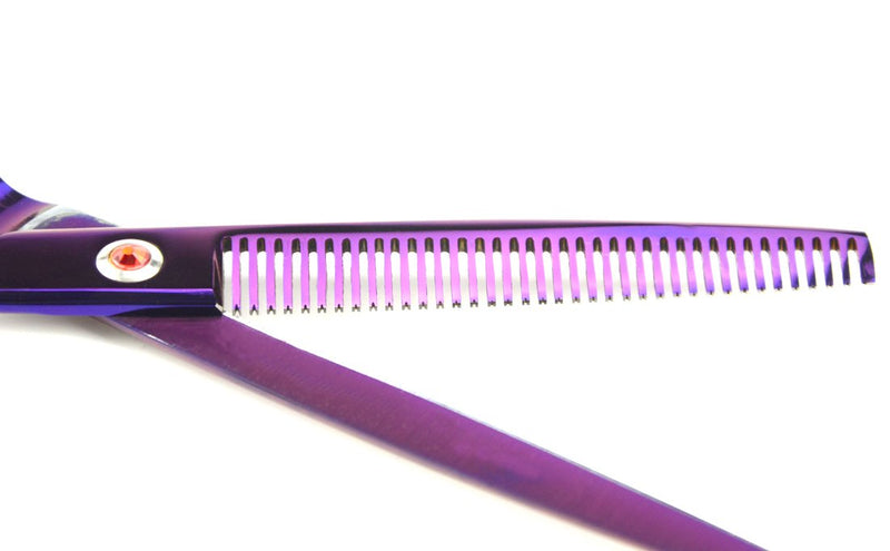 LILYS PET Professional PET Grooming Scissors Kit,Coated Titanium,Sharp and Strong Stainless Steel Blade for Dogs Cats Hair Cutting,3 Pieces of Scissors with a Comb and a Case (7.5 inches, Purple) 7.5 inches - PawsPlanet Australia