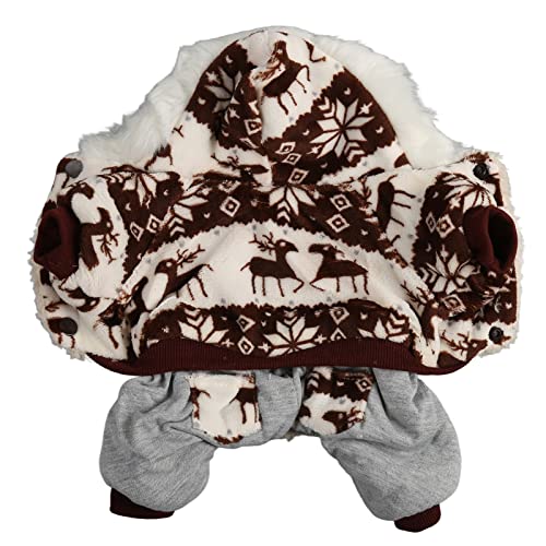 Christmas Dog Hooded Coat Thick Snowflake Elk Dog Winter Jacket for Small Medium Dogs (M) M