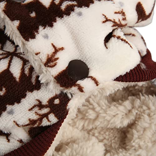 Christmas Dog Hooded Coat Thick Snowflake Elk Dog Winter Jacket for Small Medium Dogs (M) M