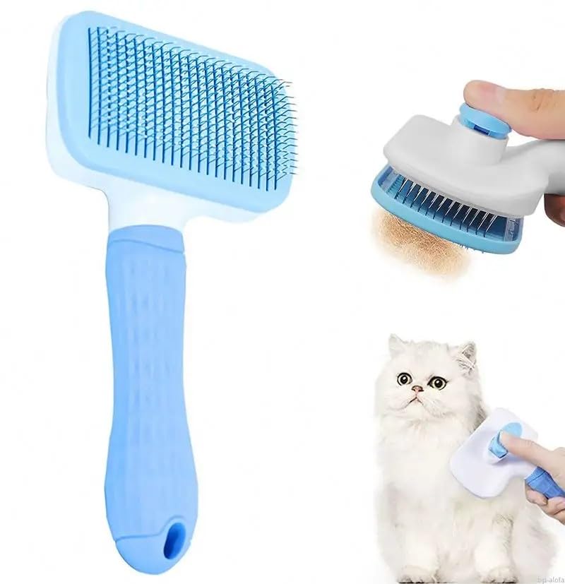 Cat grooming brush, Cat fur brush, Pet hair brush, Dog grooming brush, Dog slicker brushes for grooming, Tool Gently Removes Loose Undercoat, Brush for Pet Massage (Blue) Blue - PawsPlanet Australia