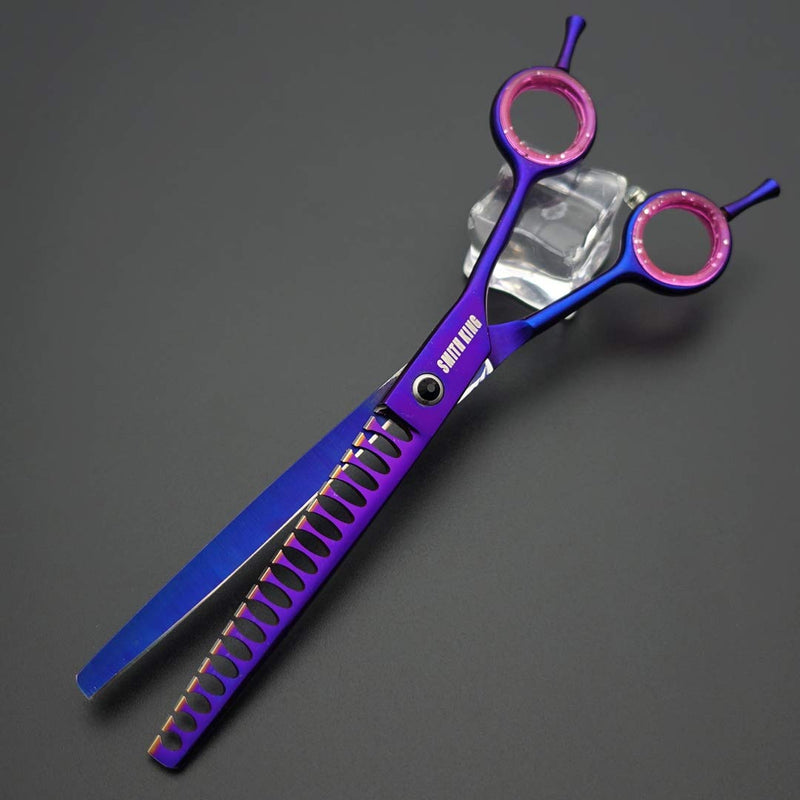 7.0 inches Professional Dog Grooming Scissors Set Straight & thinning & Curved & chunkers & comb 5pcs in 1 Set for left-handed & right handed Right-handed Purple - PawsPlanet Australia