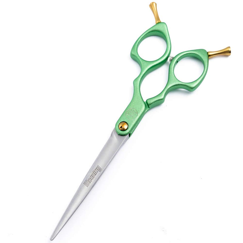 Moontay 6.0" Professional Straight Pet Grooming Scissor, Dog Cat Grooming Shear/Scissor with Ultra-Light Aeronautical Aluminum Handle, 440C Japanese Stainless Steel Pet Grooming Shear, Green 6.0" Straight Cutting Scissor - PawsPlanet Australia