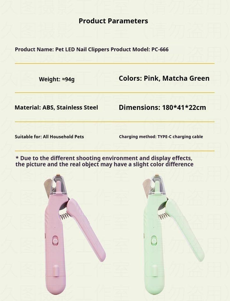 USB Pet Nail Clipper with LED Light – 2-in-1 Electric Grinder & Scissors, Rechargeable Trimmer for Dogs & Cats, 60°Angle Blade, Low-Noise Motor, Blood-Line Illuminator, 94 g Lightweight - PawsPlanet Australia