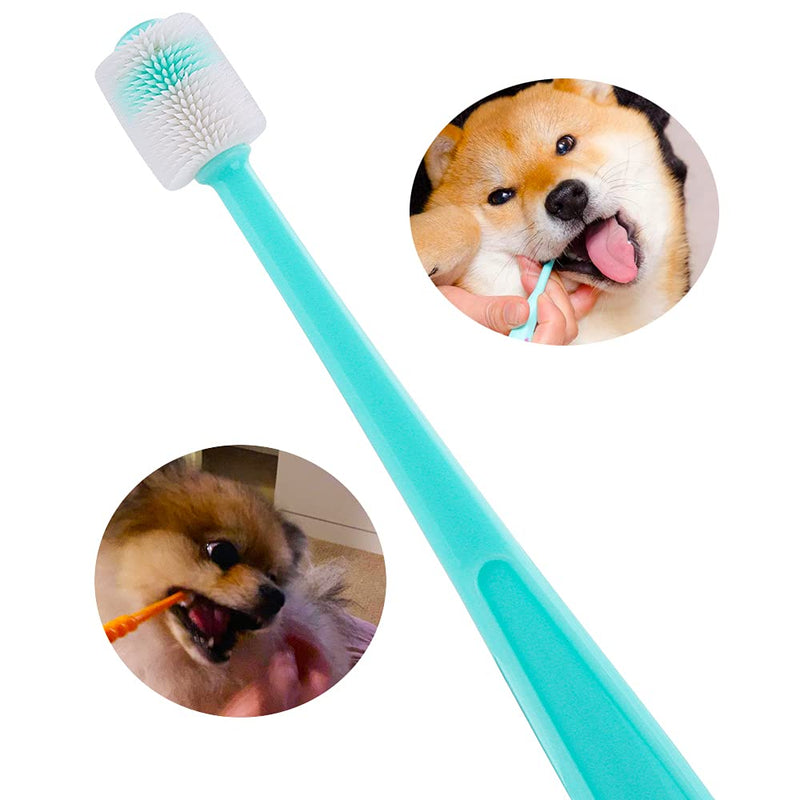 2 Pcs 360-Degree Small Dog and Cat Toothbrush, Bristle Diameter 0.51", Soft Silicone Deep Pet Teeth Cleaning Kit (Colors May Vary) - PawsPlanet Australia