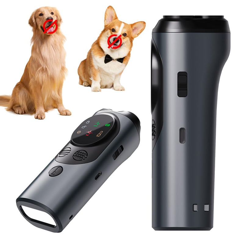 Dog Bark Deterrent Devices for Own or Neighbor Dog Rechargeable Ultrasonic Dog Trainer 50Ft Effective Safe Anti Barking Device, 3X Sonic Emitters, Portable Indoor Outdoor, Space Grey - PawsPlanet Australia