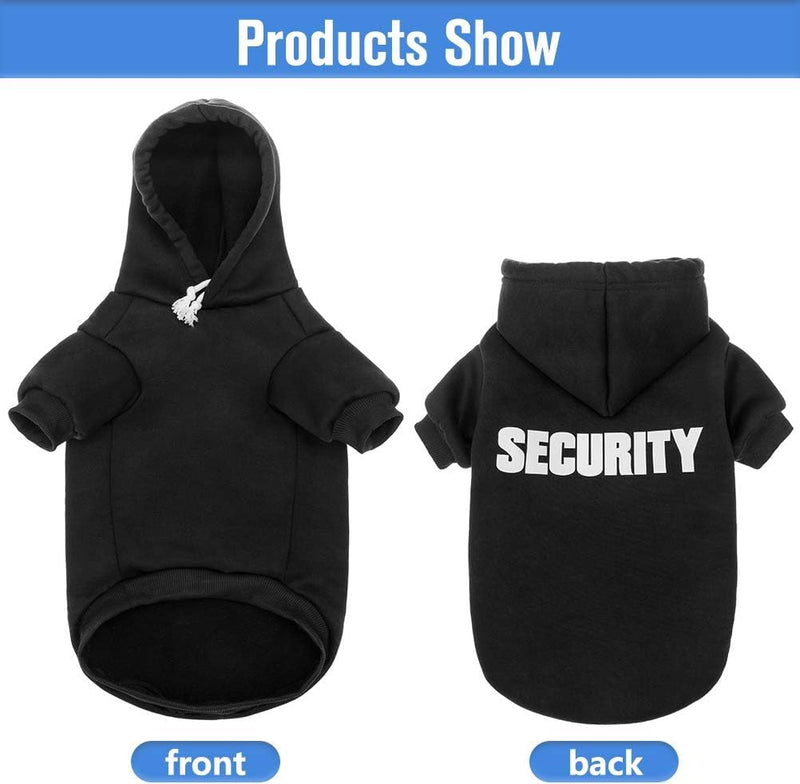 SCENEREAL Security Dog Hoodie Sweaters for Small Medium Large Dogs, Brushed Fleece Dog Clothes with Hat,Soft Cotton Winter Spring Coat All Weather Clothes, Classic Halloween Costume with Leash Hole XXX-Large Black (SECURITY Printed)