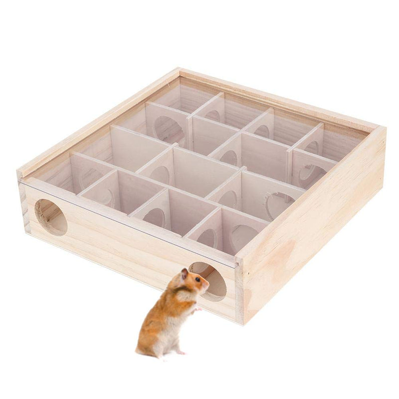 Hamster Maze Toy, Wood Rat House with Organic Glass Interactive Intelligent Small Pet Toy for Rat Hamsters - PawsPlanet Australia