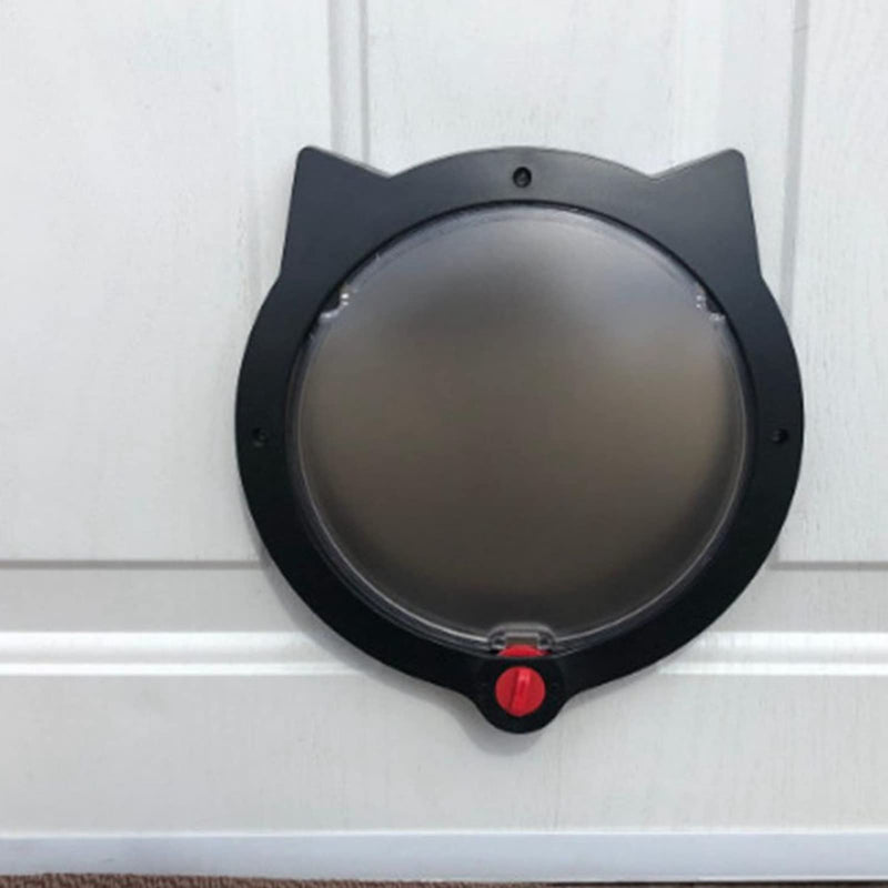 Cyrank Black Cat Door, Magnetic 4 Locking Modes Safe Plastic Automatic Cat Flap Door for Interior Exterior Doors - PawsPlanet Australia