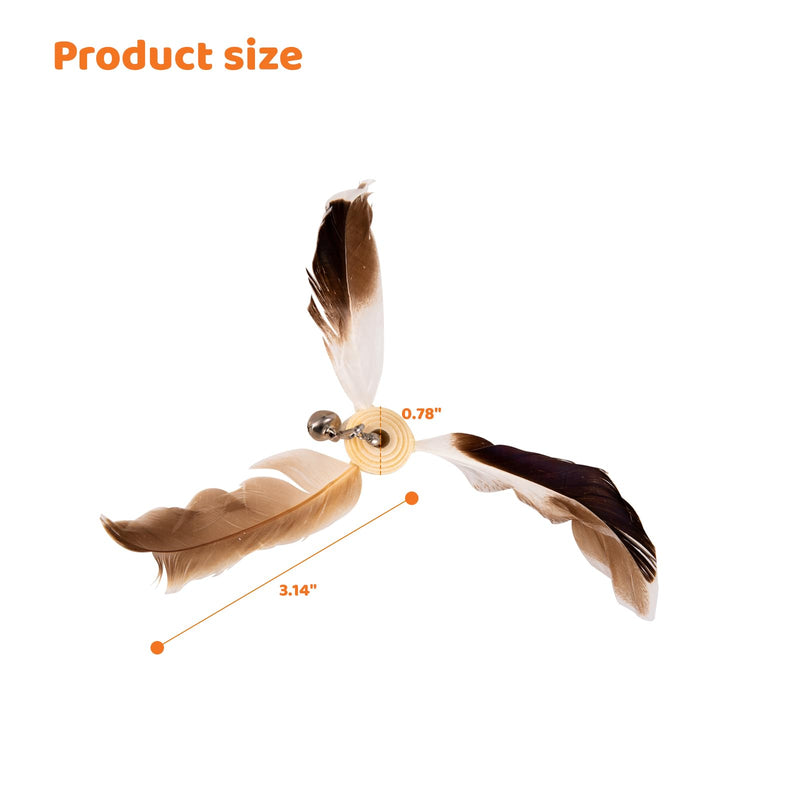 8pcs Spinning Feather Propeller Refills for Cat Wand Toy, Cat Toy Wand Attachment Replacement with Lobster Clasp, Spining Propeller Toys, Propeller Toy with Bell (Brown) - PawsPlanet Australia