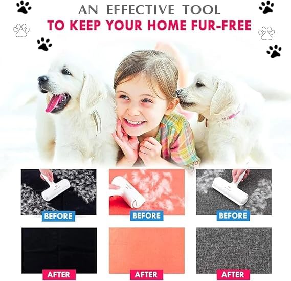Pet Hair Remover Roller for Dog Hair and Cat Hair – Self-Cleaning Lint Roller for Furniture, Couch, Carpet, Clothing, Bedding and Car Seats – Reusable, Durable, Portable Fur Removal Tool - PawsPlanet Australia