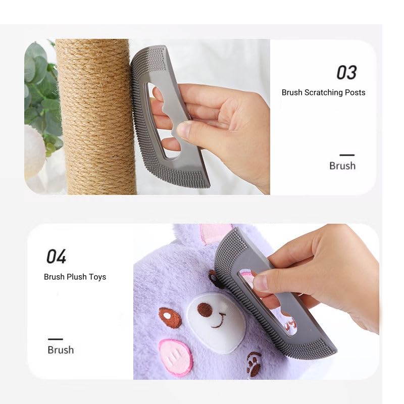 Reusable Soft Rubber Cat Dog Hair Removal Brush Gray (2 Pack) - Washable Pet Hair Deshedding Cleaning Tool for Indoor Cats, Dogs, Couch, Carpet & Furniture - PawsPlanet Australia