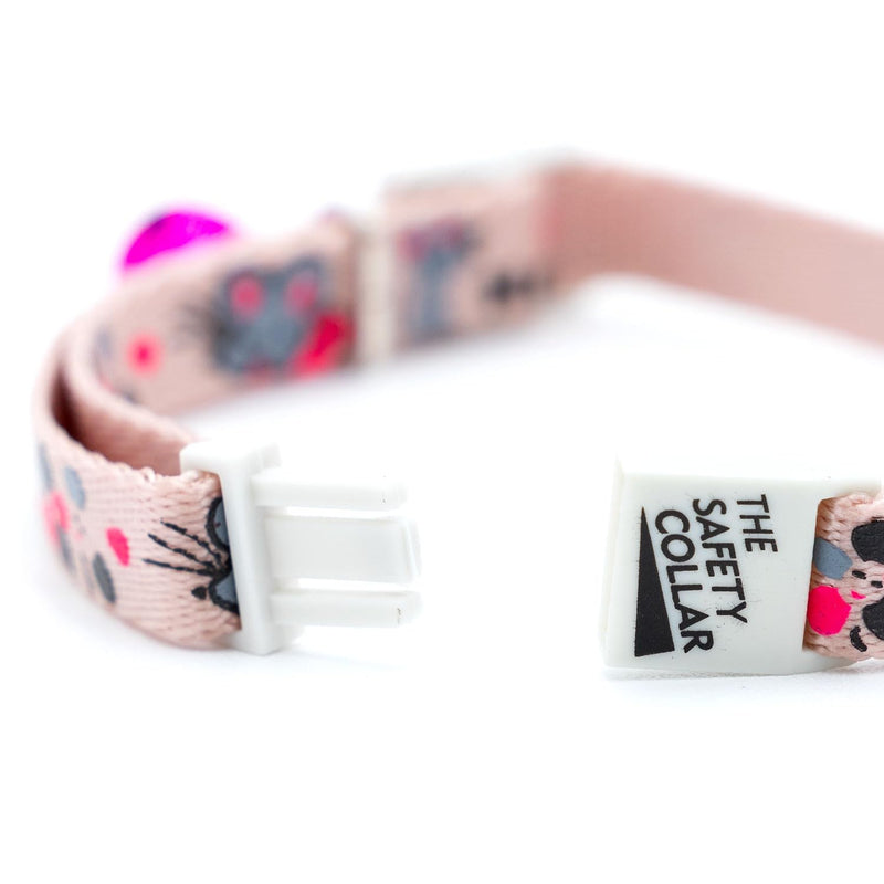 Jeffers Pet Cat Collar with Bell – Durable Breakaway Plastic Buckle Safety Collar for Kittens & Adult Cats, Adjustable Single-Ply Nylon, Indoor & Outdoor Use – Hello Mouse Design, Light Pink Hello Light Pink