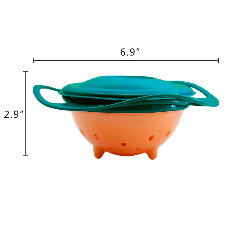 ZTL Gyro Bowl 360 Dgree Rotation Spill Resistant Gyroscopic Bowl with Lid Green