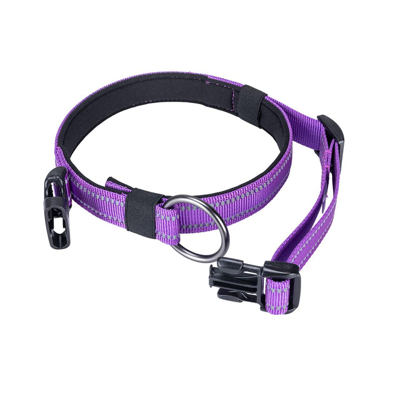 EXCELLENT ELITE SPANKER Reflective Dog Collar Classic Soft Padded Breathable Nylon Adjustable Pet Collar with Quick Release Buckle for Boy Girl Male Female Puppies Small Medium Large Dogs(Purple-M) M Purple - PawsPlanet Australia