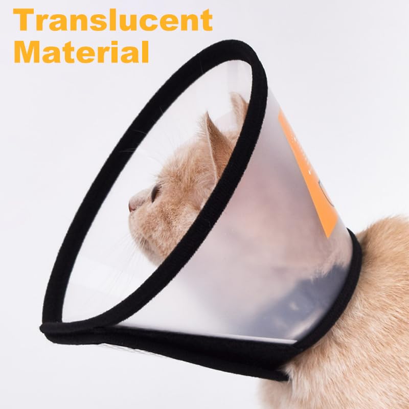 3 Pcs Small Cat Dog Cone Collar, Adjustable Pet Recovery Collars, Dog Cones Soft Plastic Elizabethan Collar Dog Neck Collar After Surgery Translucent Cat Cone for Dogs Prevent Licking(15-18cm)