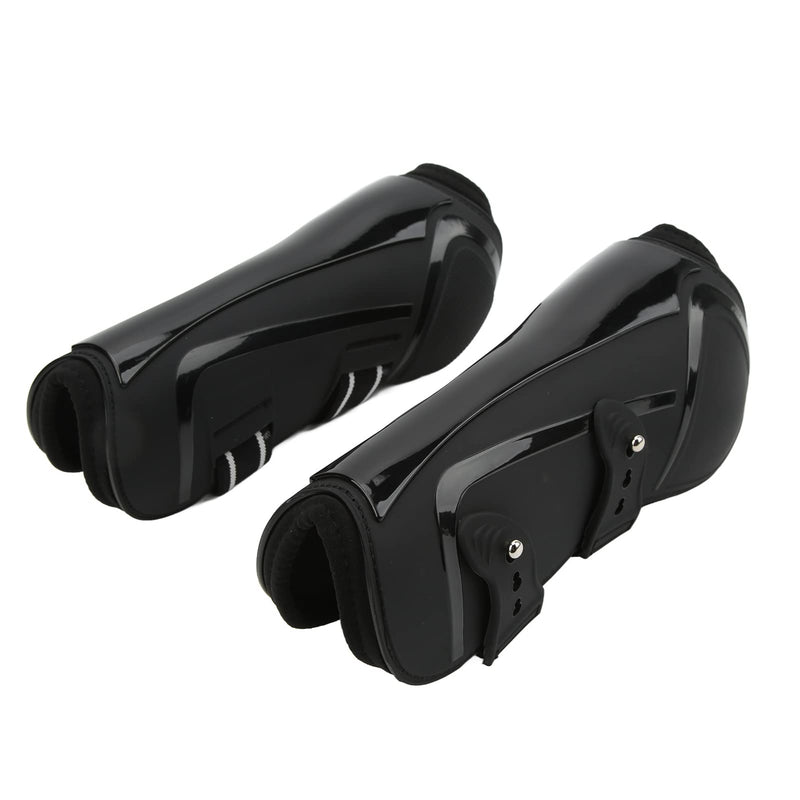 Ymiko Horse Shoes, Horse Boots PU Shell Elastic Neoprene Secure Horse Leg Guard Open Front Boots Splint Boots for Horses for Jumping, Trail Riding, and Turnout black front legs Medium 4.75L