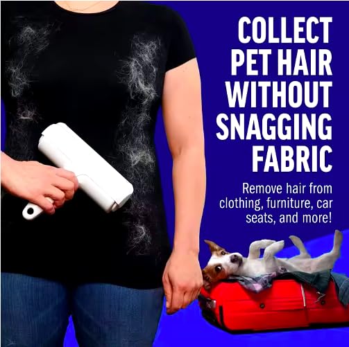 Reusable Pet Hair Removal Brush, Self-Cleaning Base, for Clothes and Furniture, Pet Lint Roller Remover - PawsPlanet Australia