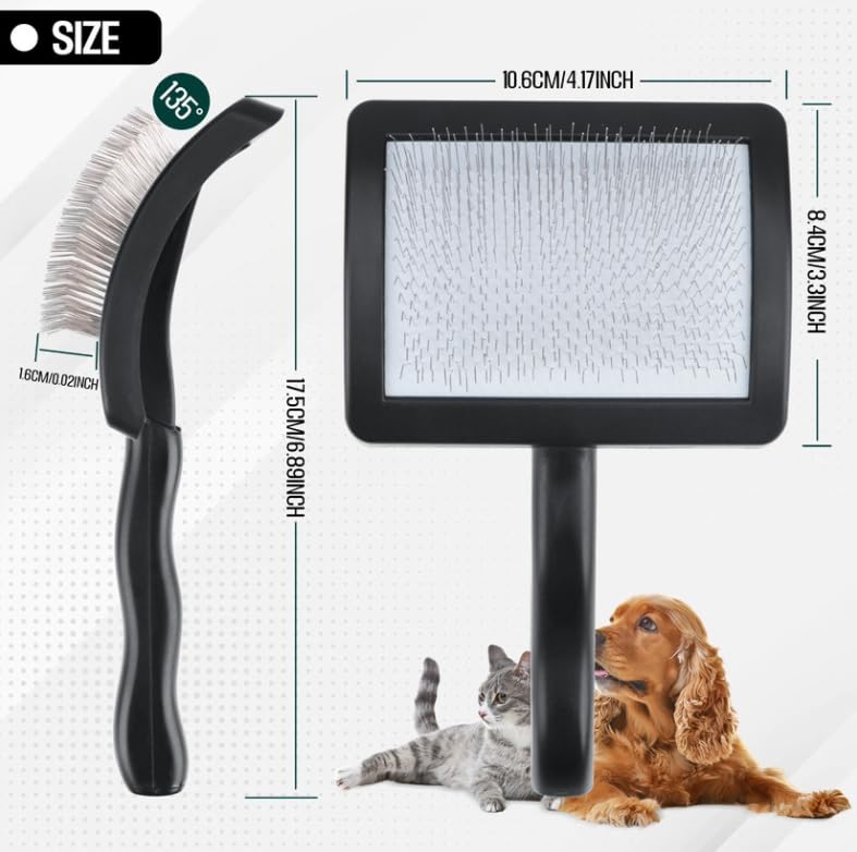 Slicker Dog Brush with Wooden Handle, Slicker Brush Professional for Easy Removes Undercoat, Knots & Tangles, Extra Long Needle Slicker Brush for Poodle, Poodle, Teddy, Cockapoo, Long-Haired Dogs - PawsPlanet Australia