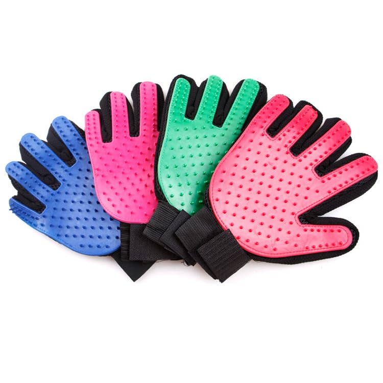 Efficient Pet Grooming Glove - Gentle Shedding Brush for Dogs, Cats, Horses, & more with Long & Short Hair - Right Hand Only (Red) Red - PawsPlanet Australia