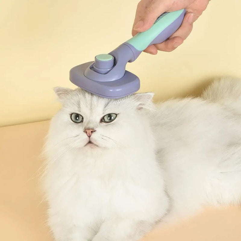360-degree Rotating Head Self-Cleaning Dog&Cat Slicker Brush, Cat Brush with Release Button, Indoor Cats Shedding, for Cat and Dog Grooming (Green & Orange) Green & Orange - PawsPlanet Australia