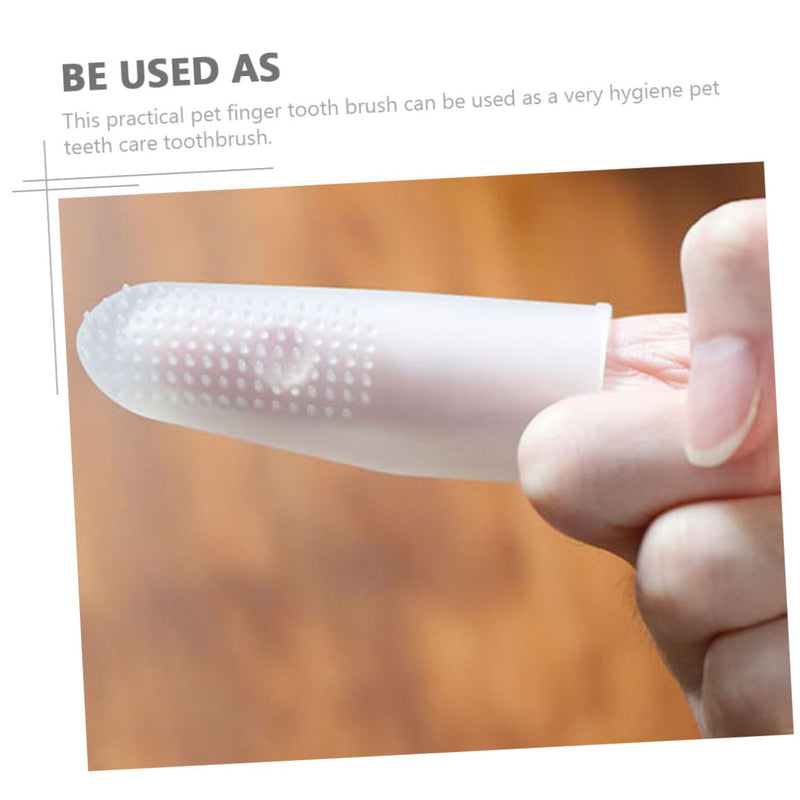 TOYANDONA Dog Toothbrush and Finger Protection Toothbrush Made of Food-Grade Silicone Transparent White Compact and Lightweight for Puppies Dogs and Cats for Oral Care